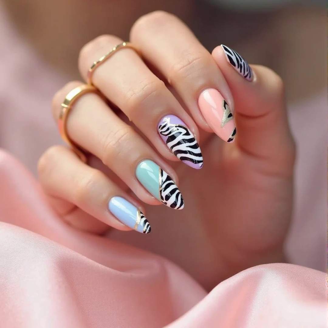 chic and fashionable zebra nails design nail decoration showcasing beautiful hues with refined nail aesthetics, with wild zebra print nail design