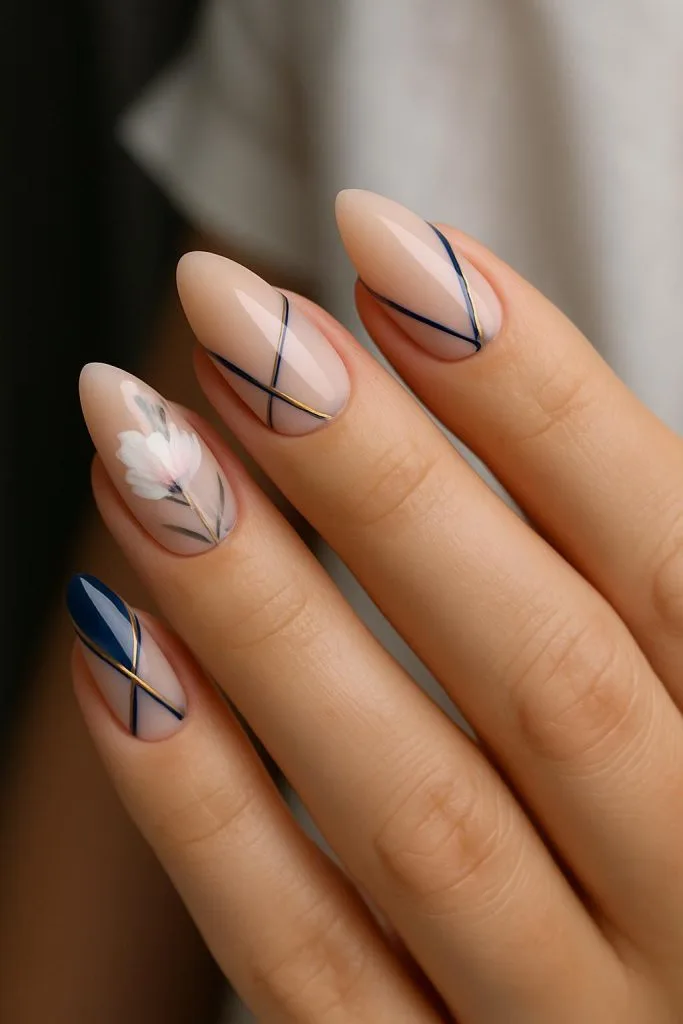 classic and timeless short almond nails designs nail design with elegant color scheme on perfectly shaped nails, with elegant almond nail shape