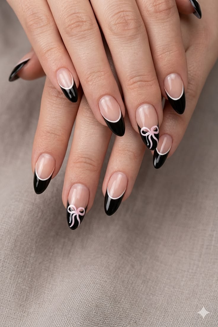 Black Bow Nails