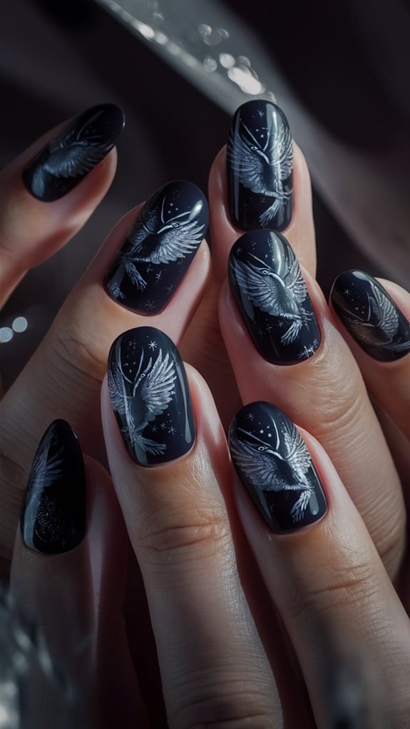 Black Raven Goth Nails