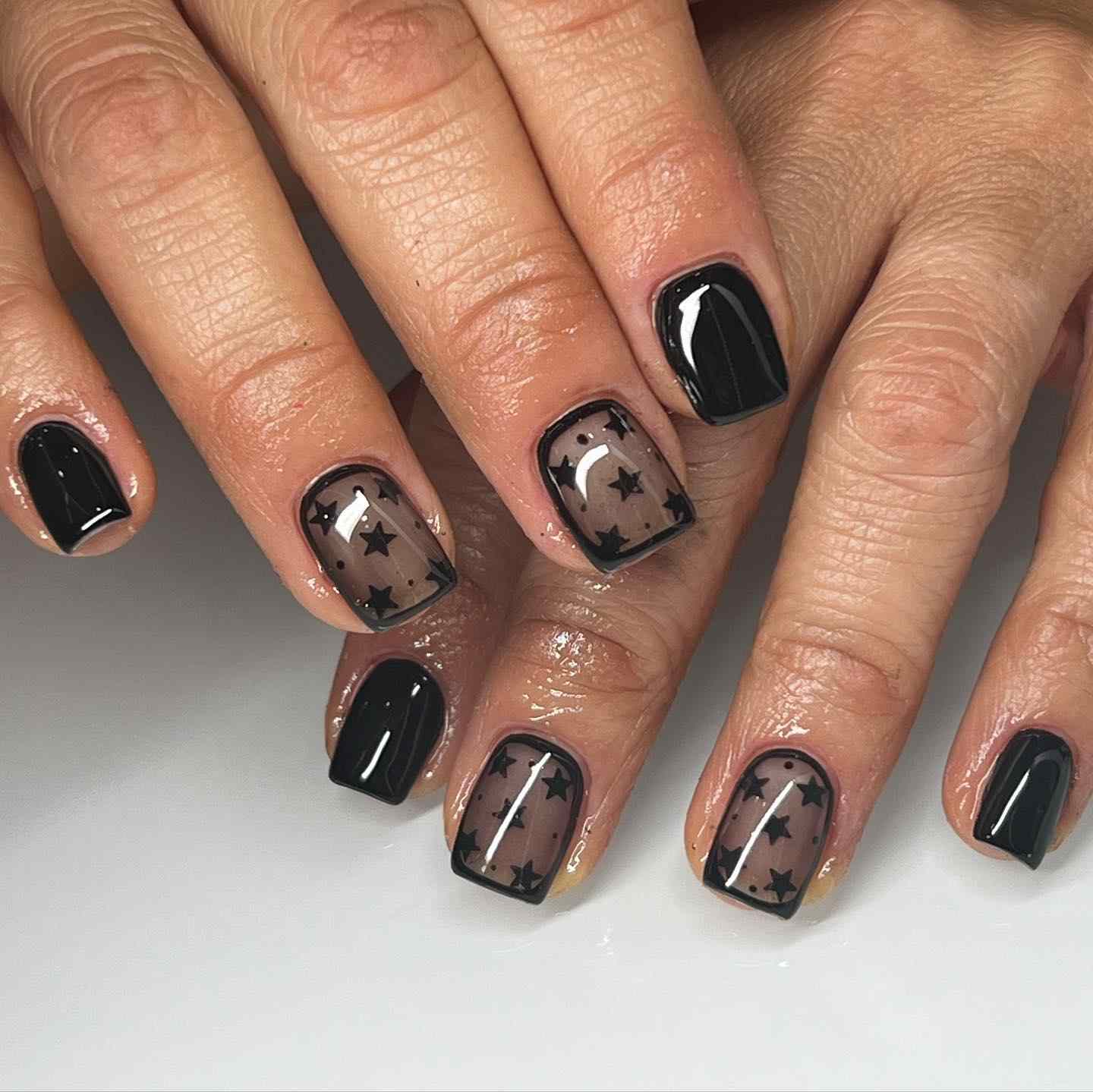 Black Star Short Nails