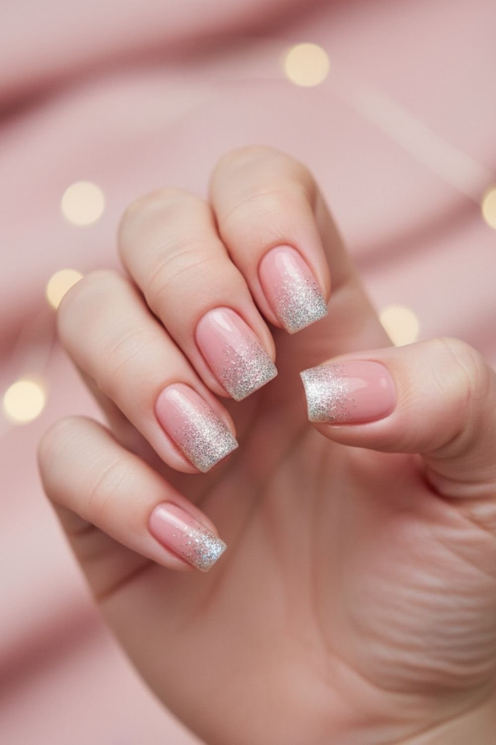 Blush Glitter Fade Easy Nails