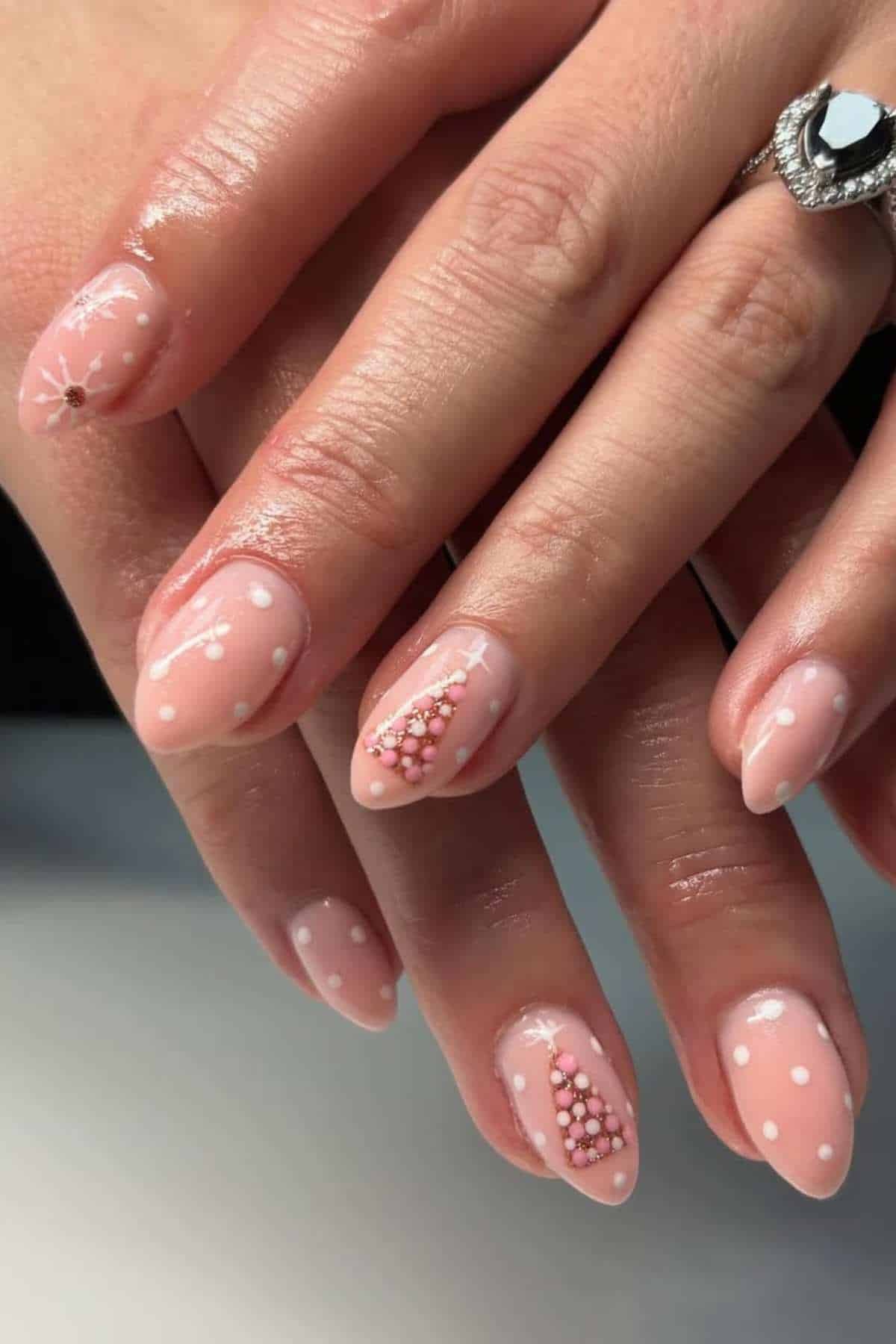 Blush Pink Crystal Tree Nails