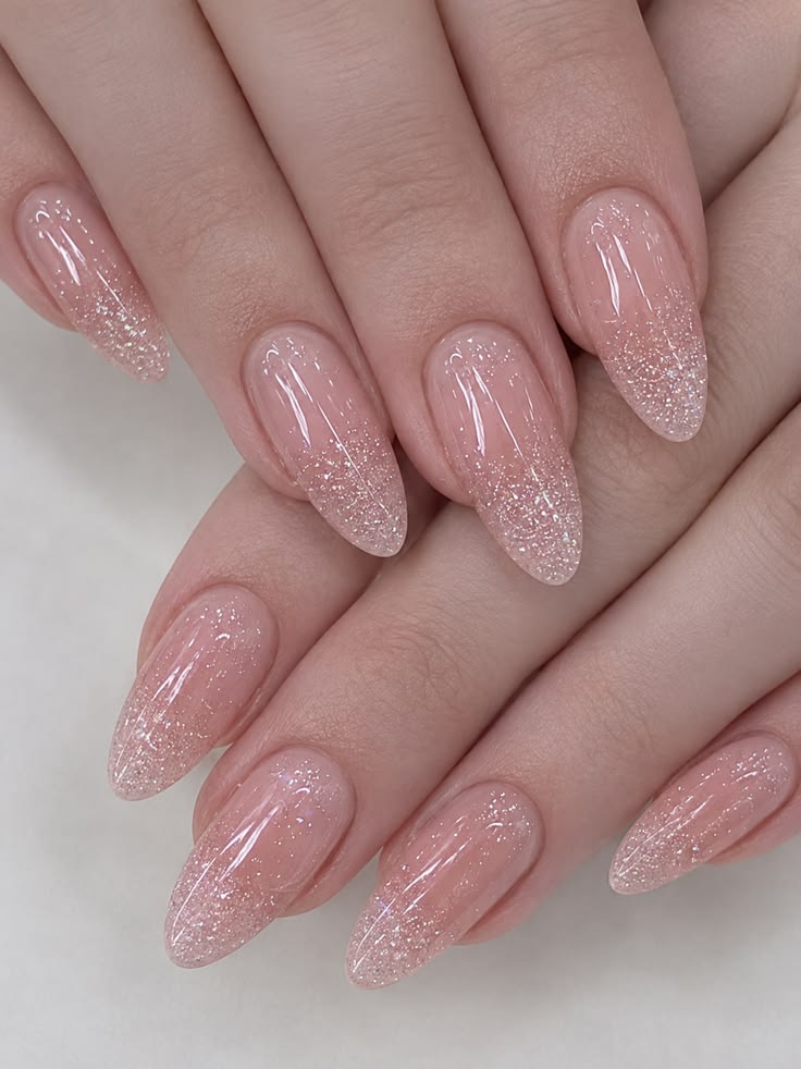 Blush Pink Glitter Nails For A Soft Luxe Look