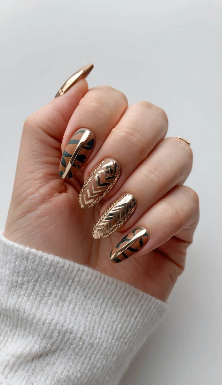 Bohemian boho nail designs 2025 - elegant free-spirited nail art with intricate patterns and earthy tones for trendy manicures