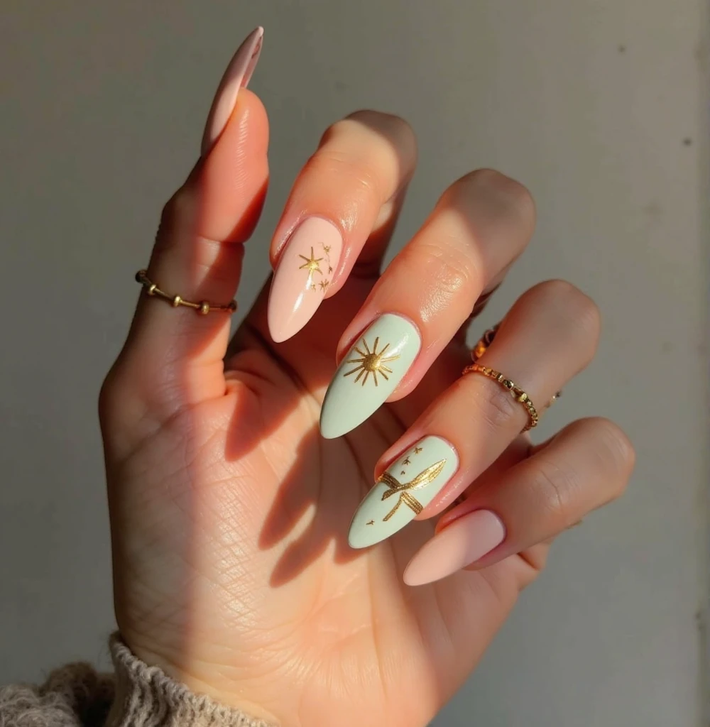 Summer boho nail designs 2025 - beach-inspired bohemian nail art with tropical colors and seashell motifs for vacation manicures
