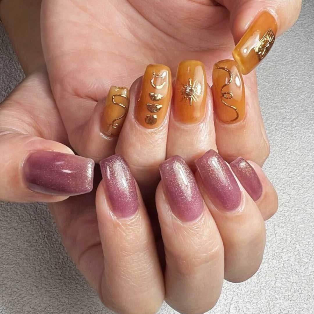 Boho chic gypsy boho nail designs 2025 - sophisticated bohemian nail art with luxury elements and high-fashion gypsy aesthetics