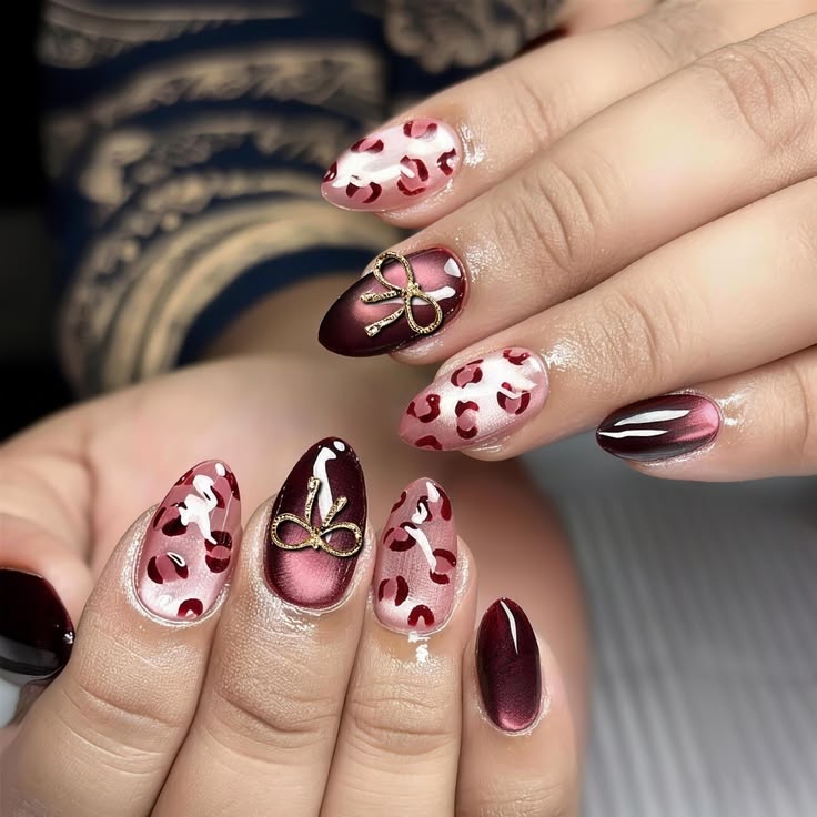 Bow Leopard Nails