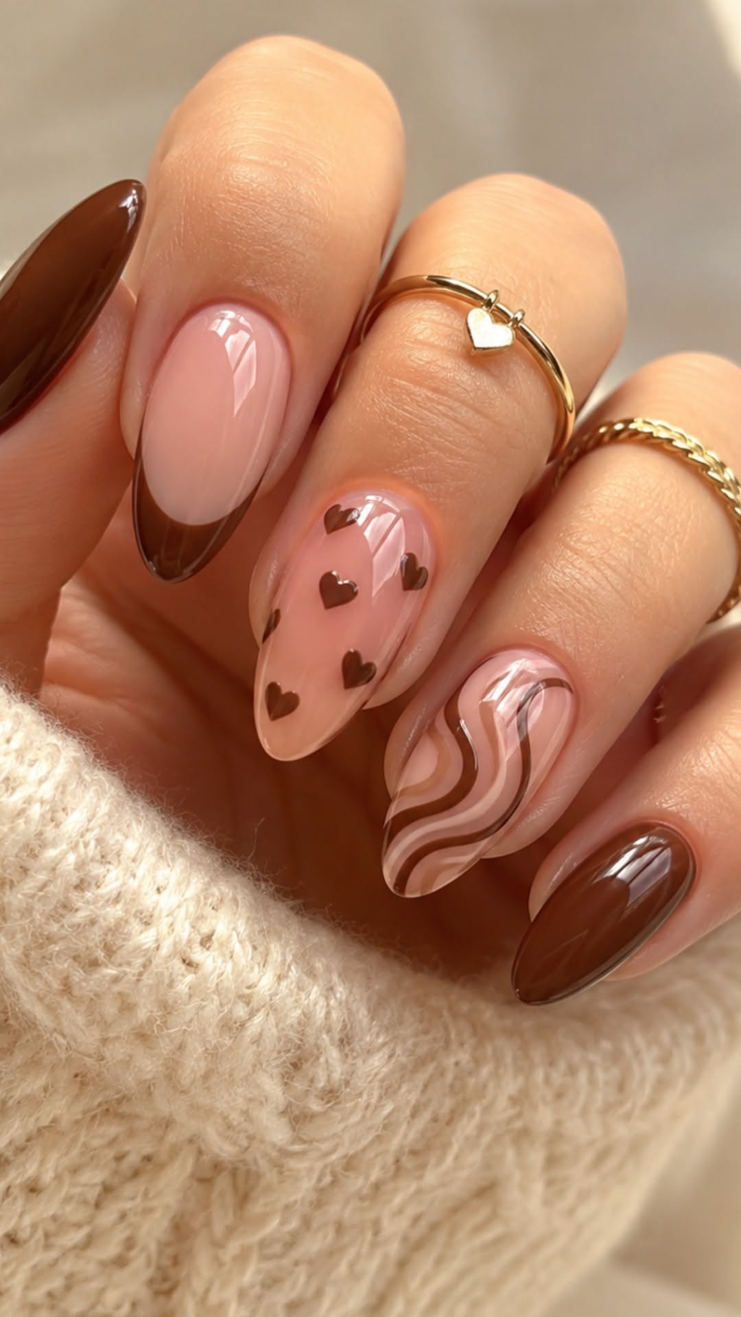 Brown Coquette Fall Nails