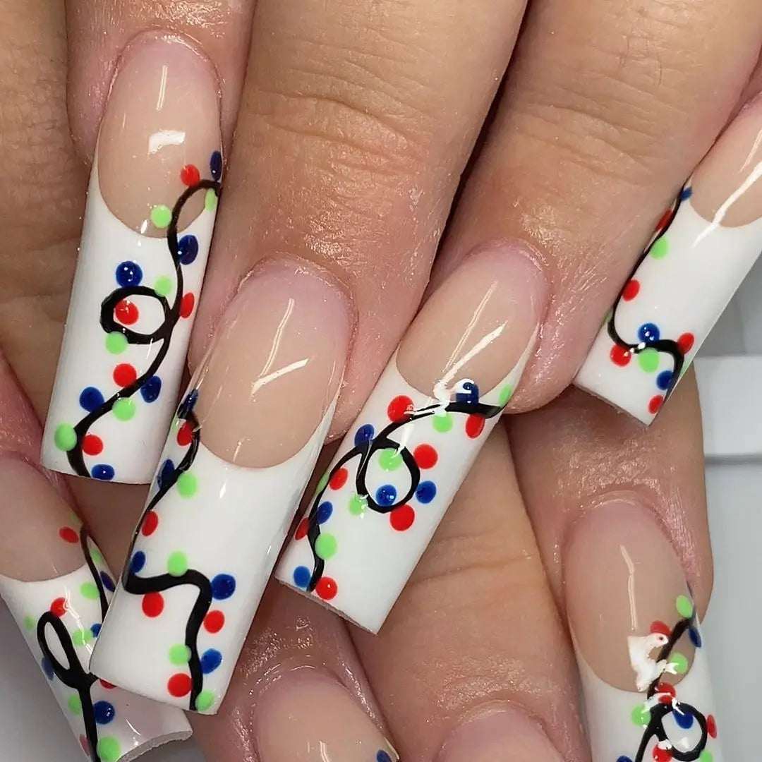 35+ Christmas Lights Nails You'll Love