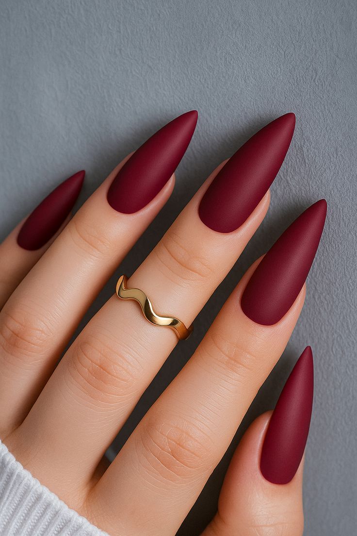 Burgundy Autumn Nails