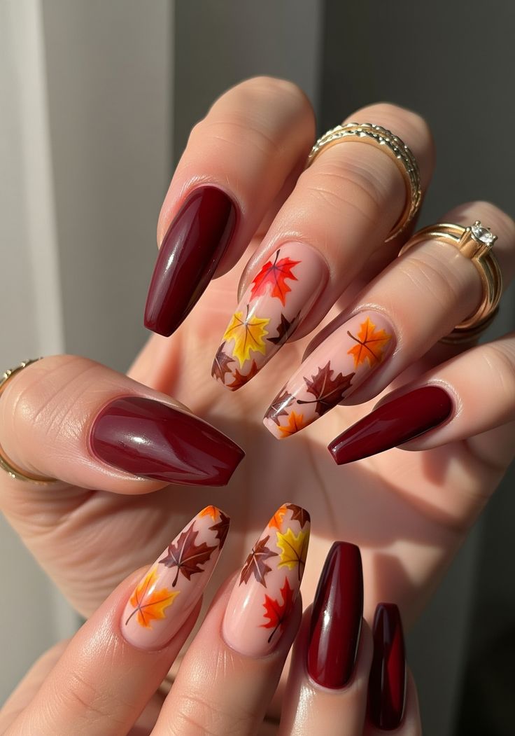 Burgundy Fall Nails