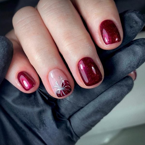 Burgundy Pumpkin Nails