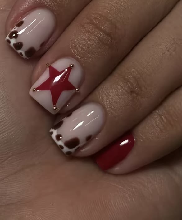Burgundy Star Nails