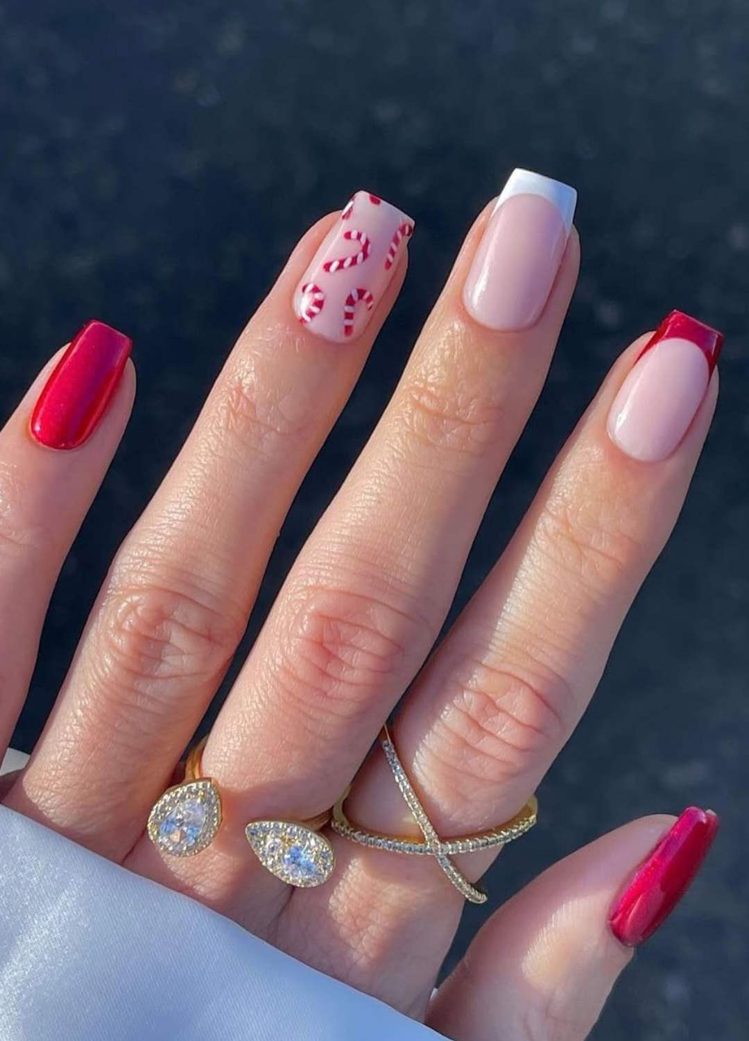 Candy Cane Holiday Nails