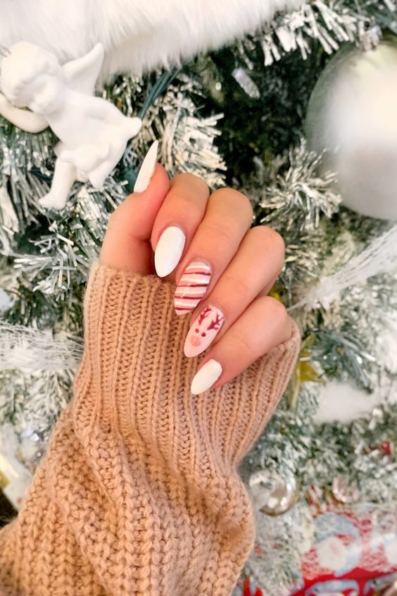 Candy Cane Stripe Pink Nails
