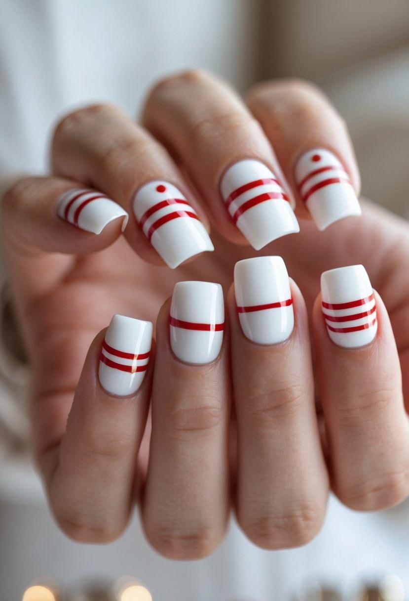 Candy Cane Stripe Square Nails