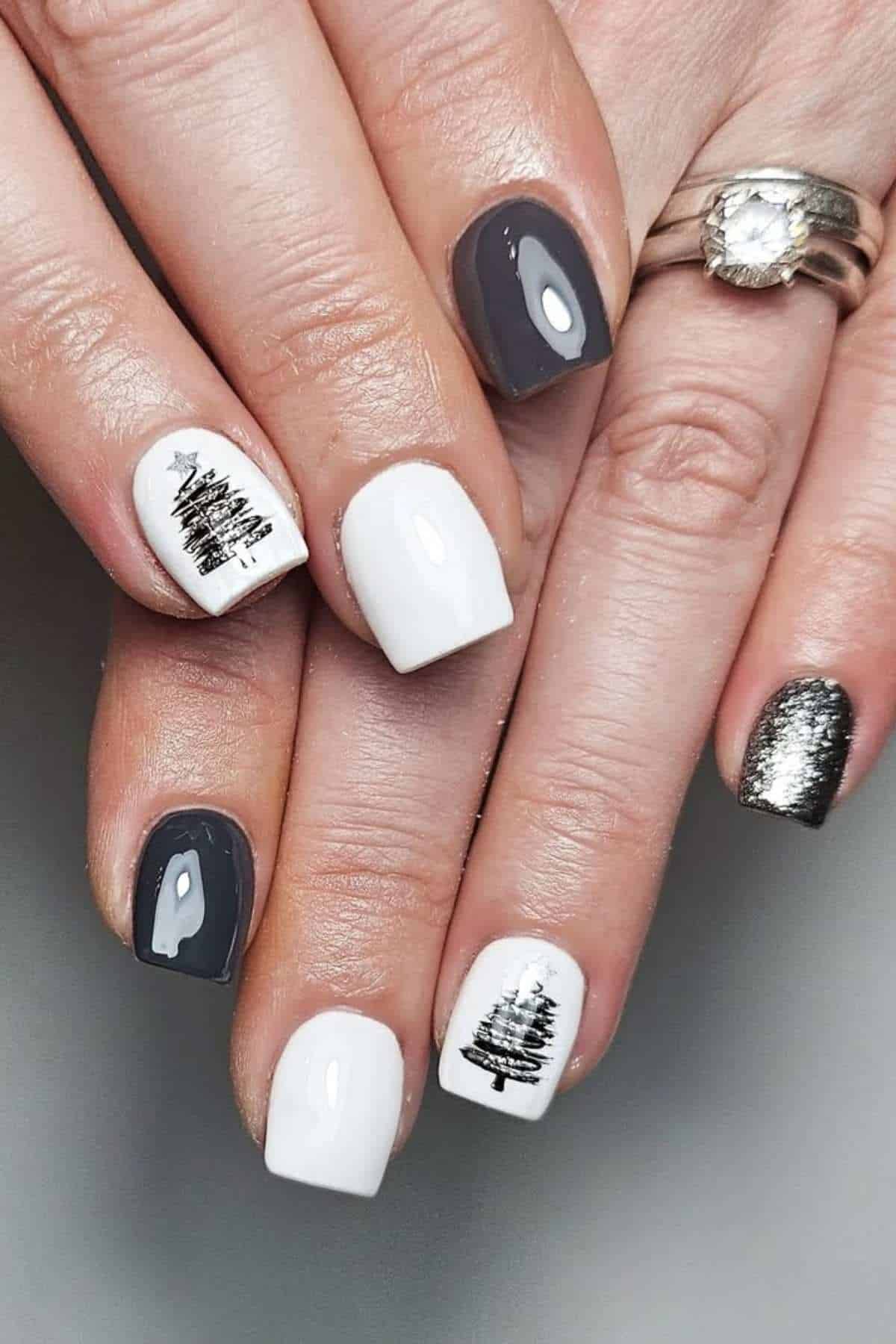 Charcoal White Stamped Tree Nails