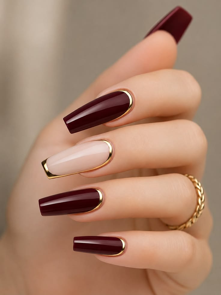 Chocolate Gold French Nail