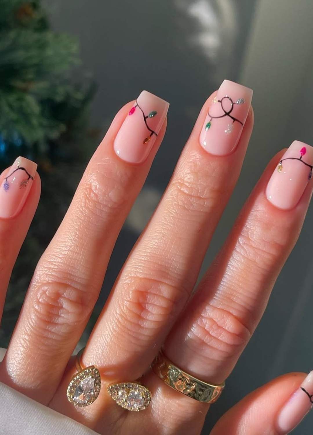 Christmas Lights Holiday Nails