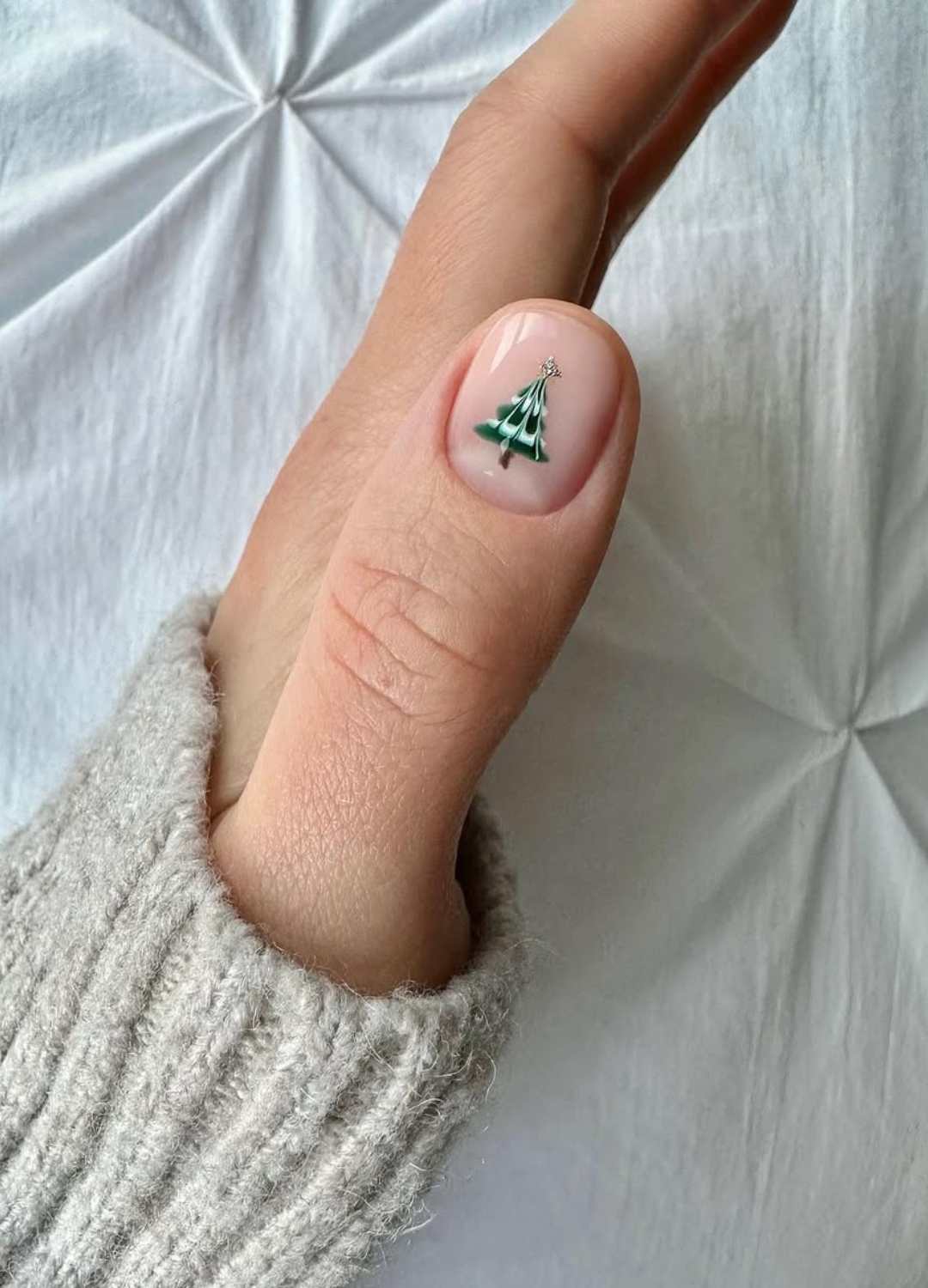 Christmas Tree Gold Holiday Nails