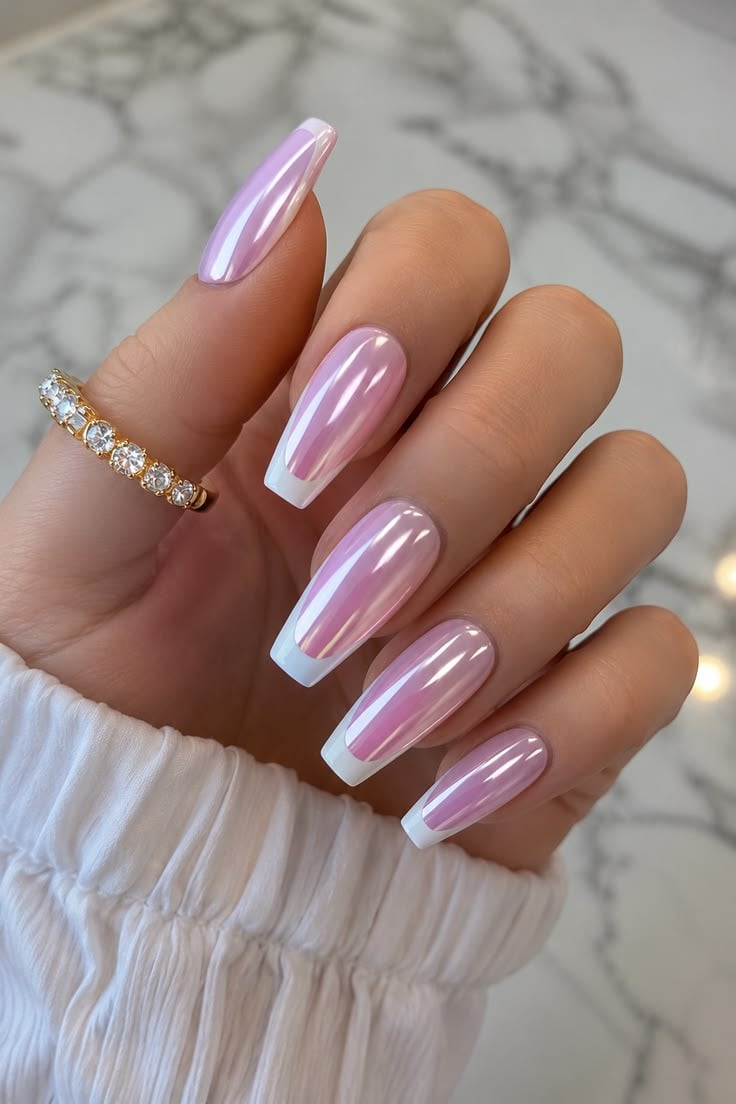 Chrome Pink French Tips