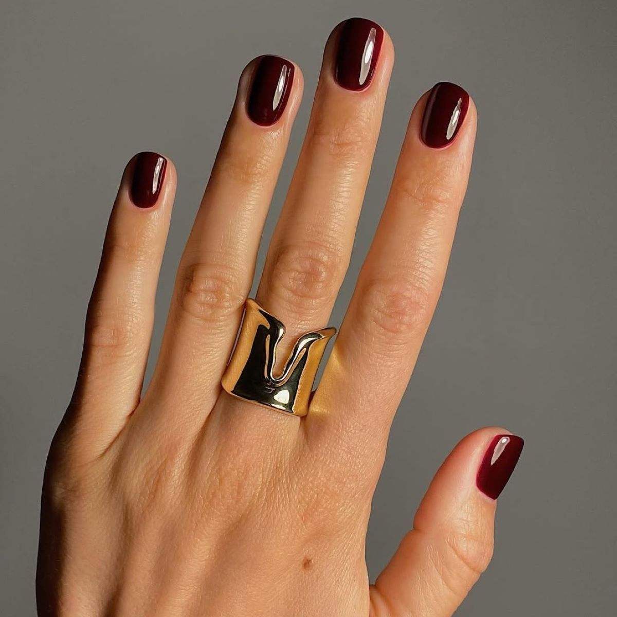 Classic Glossy Burgundy Nails