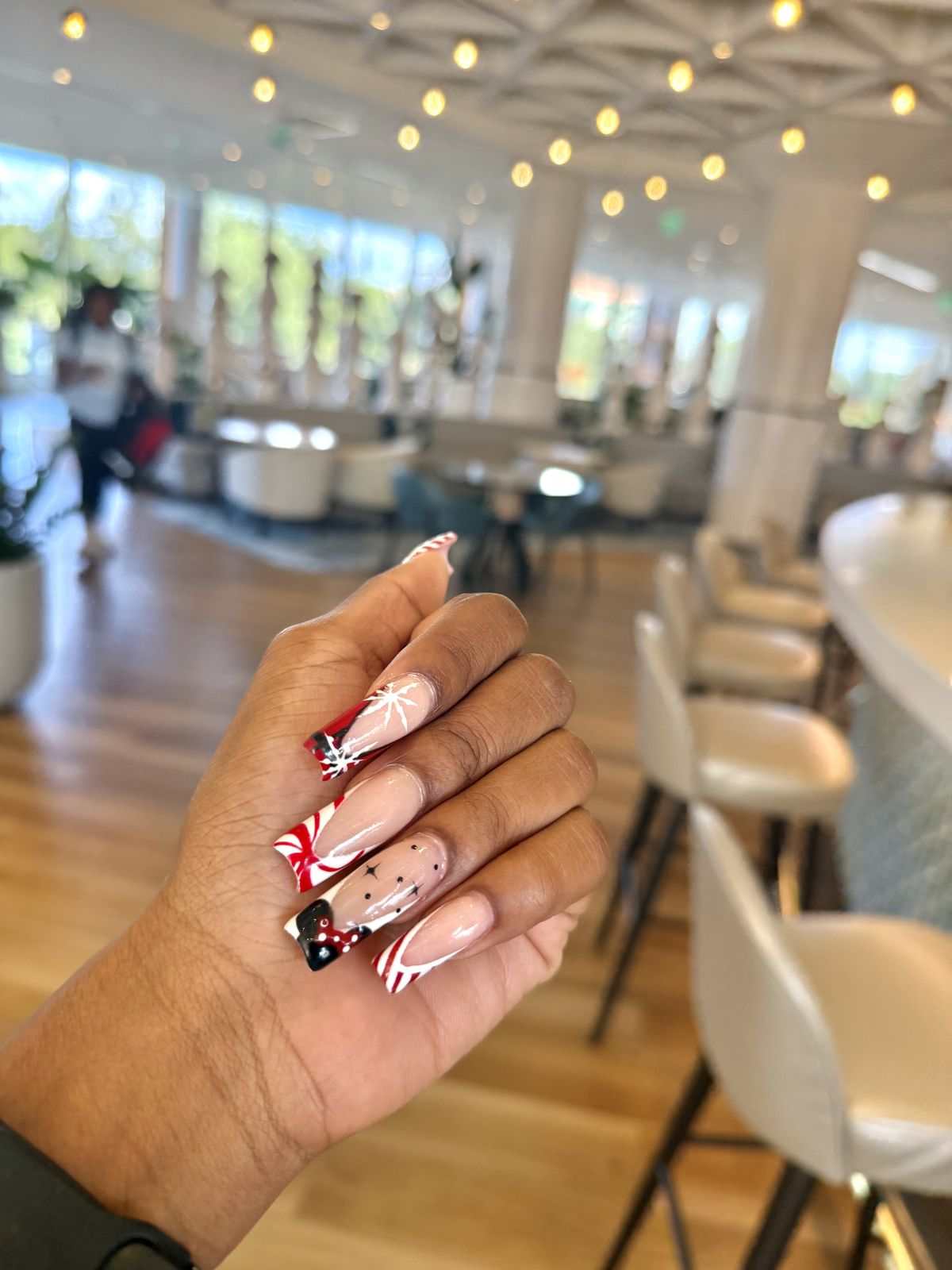 Coffin Swirl French Minnie Silhouette Disney Nails