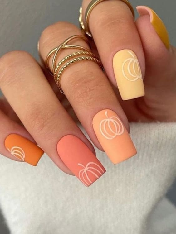 Colorful Pumpkin Nail