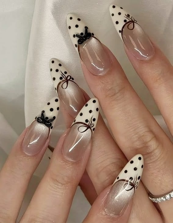 Coquette Black Bow Nails