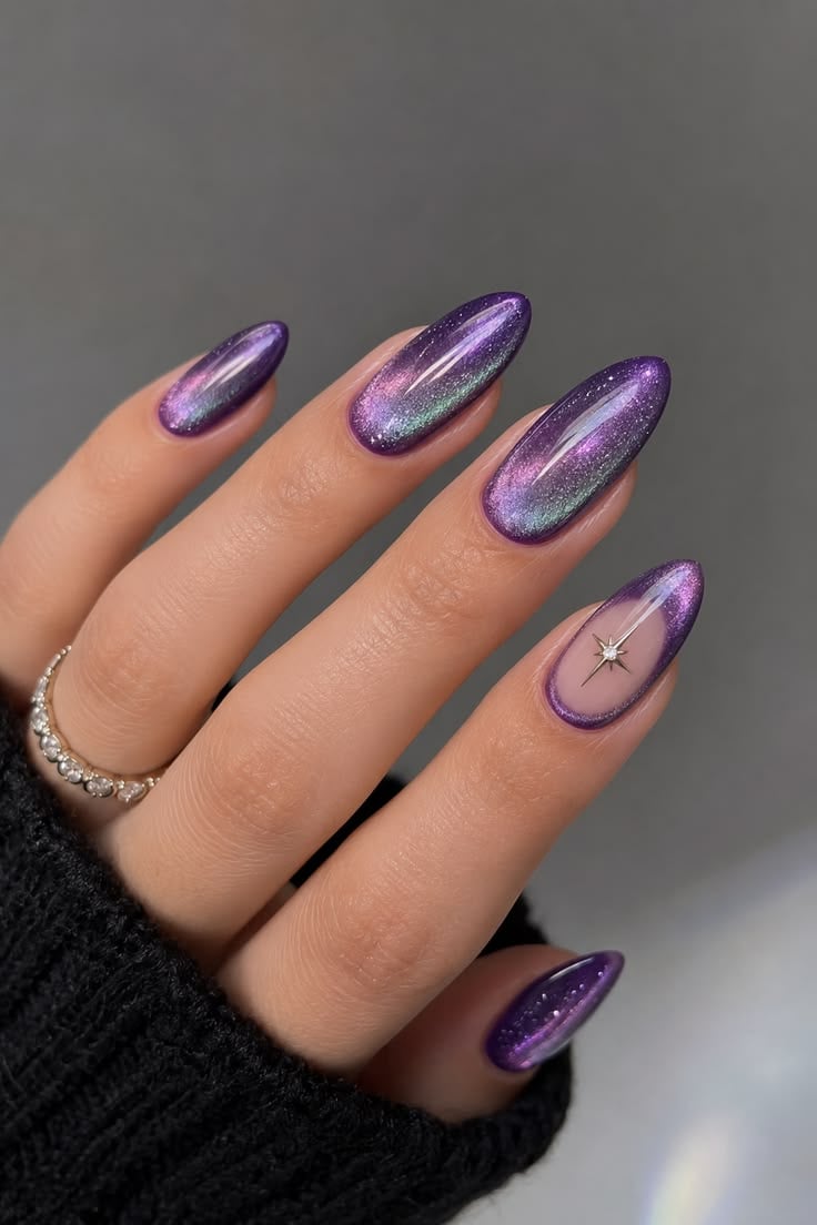 Cosmic Violet Chrome Nails