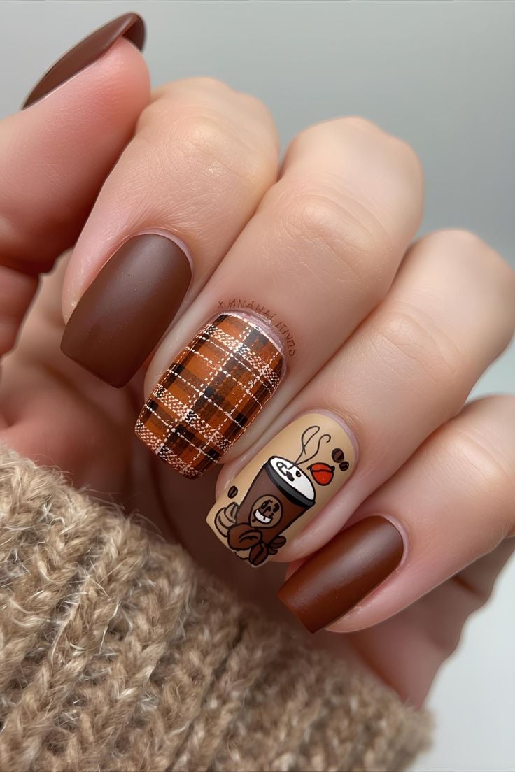 Cozy Coffee Brown Fall Nails