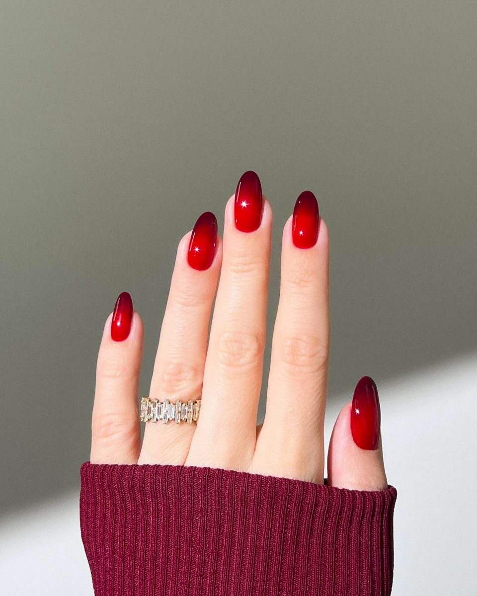 Cranberry Glaze Red Simple Nails