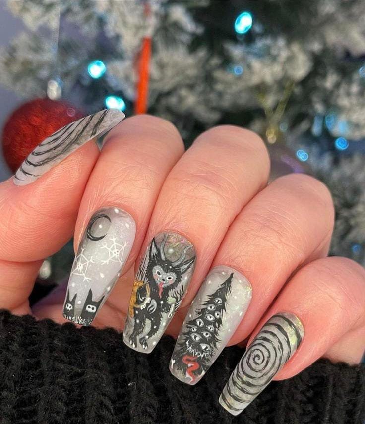 Creepy Forest Krampus Goth Nails