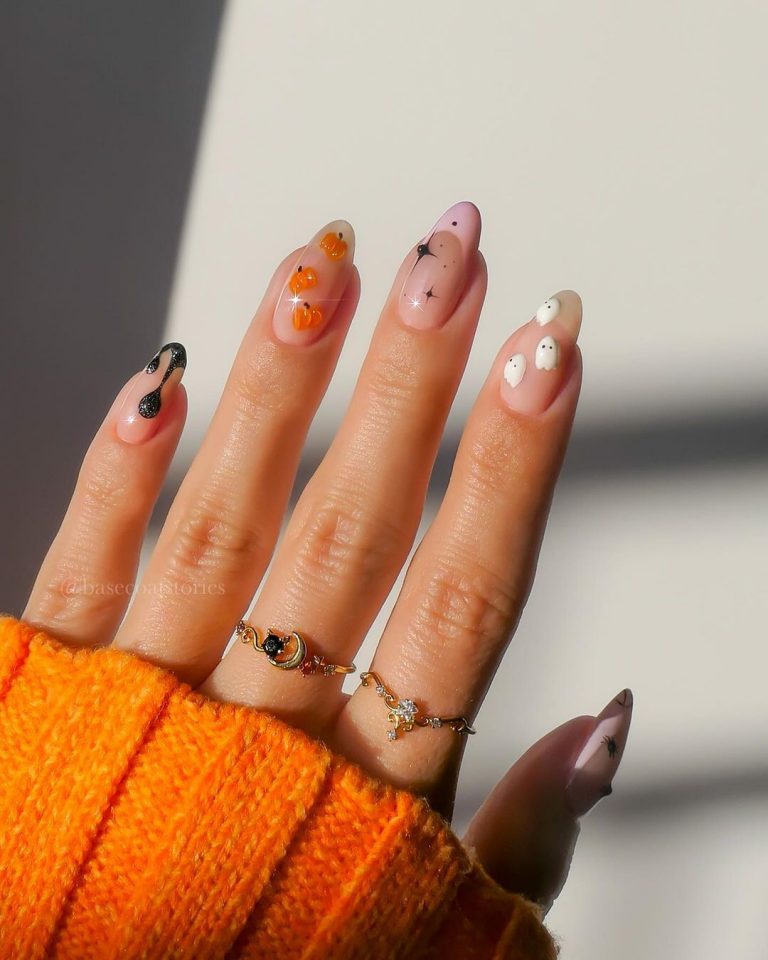Cute Fall Pumpkin Nails