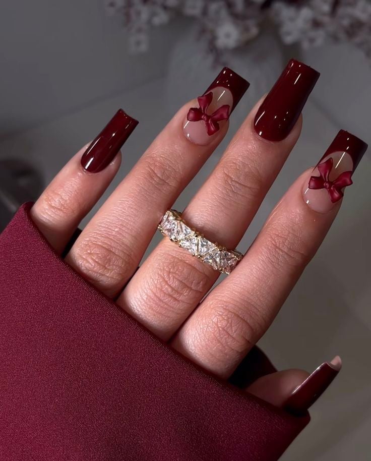 Dark Burgundy Nails