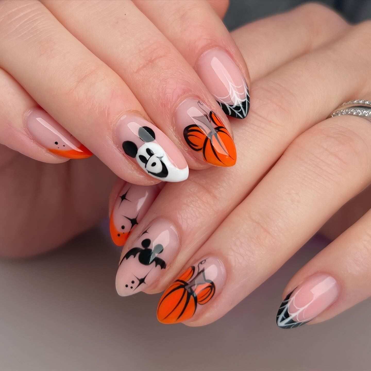 Disney Halloween Nails Mickey Ghost Spiderweb