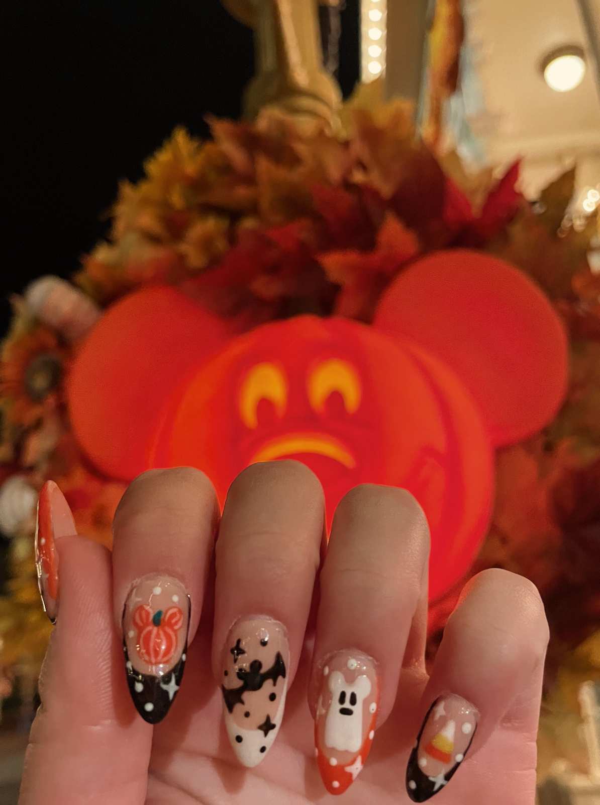 Disney Halloween Nails Mickey Pumpkin Candy Corn