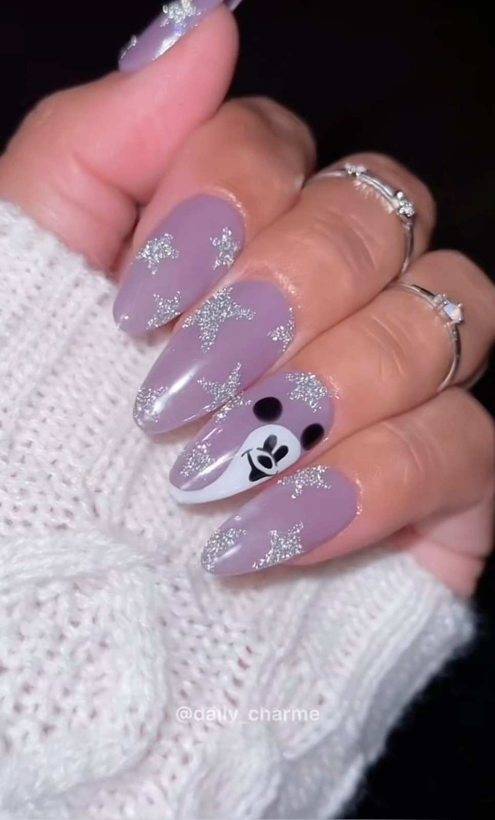Disney Halloween Nails Purple Glazed Mickey Ghost Stars
