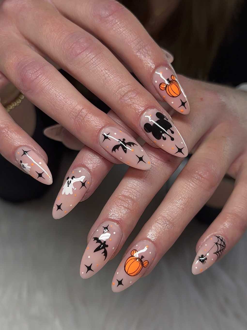 Disney Halloween Nails Mickey Pumpkin Ghost And Spider