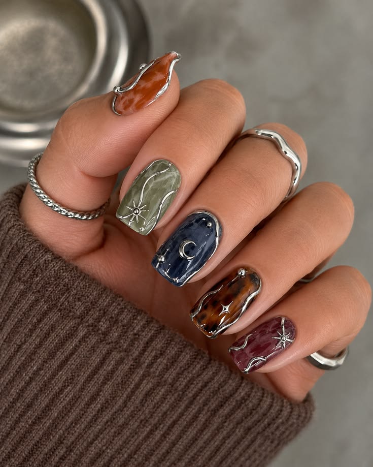 Earth Toned Nails