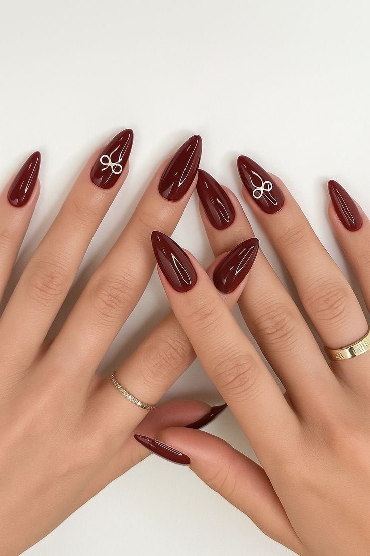 Elegant Burgundy Almond Nails