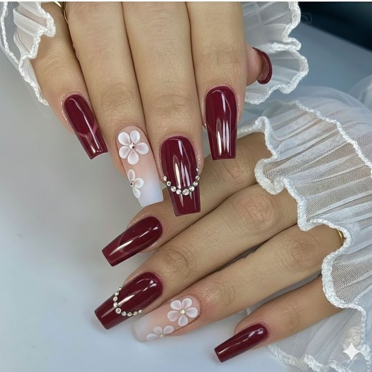 Elegant Burgundy Nail Design