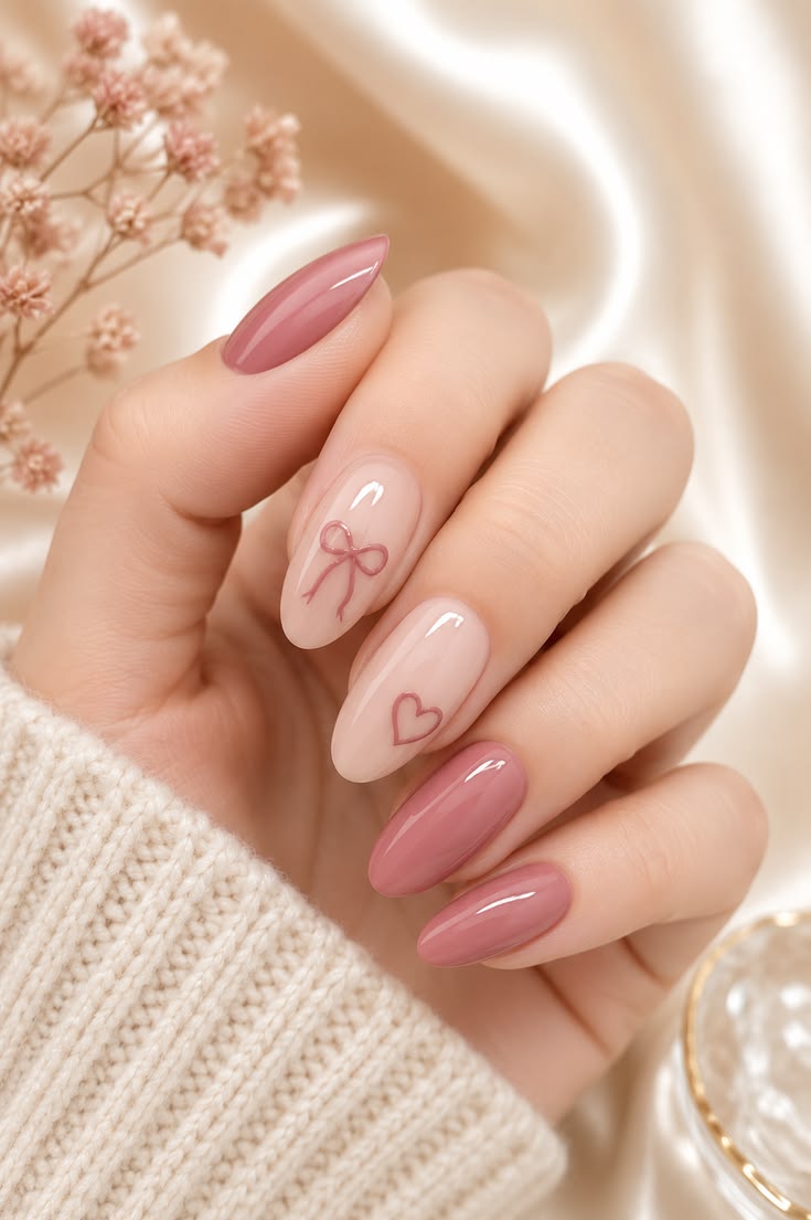 Elegant Dusty Bow Nail