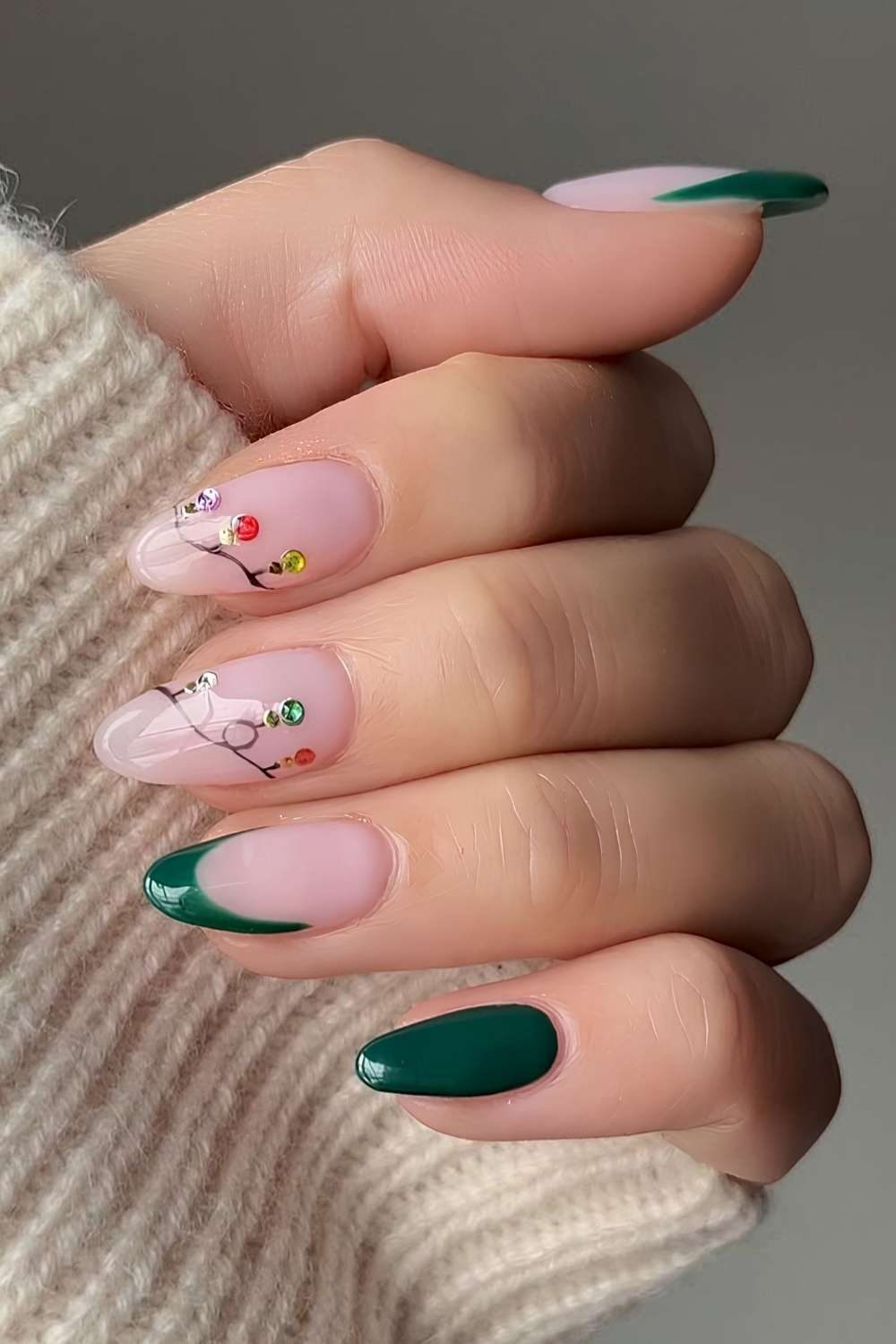 Emerald French Light String Nails