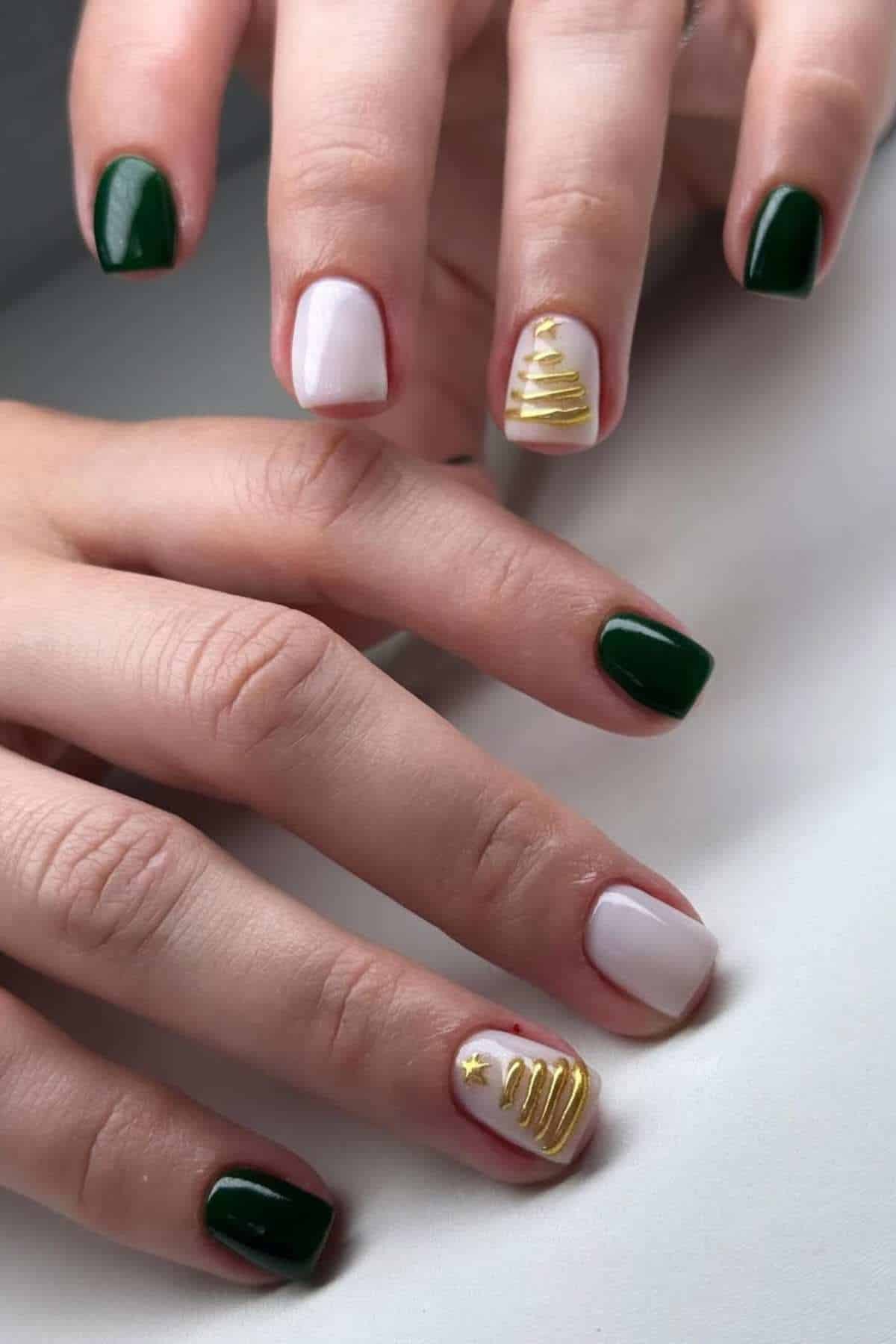 Emerald Green Gold Tree Nails