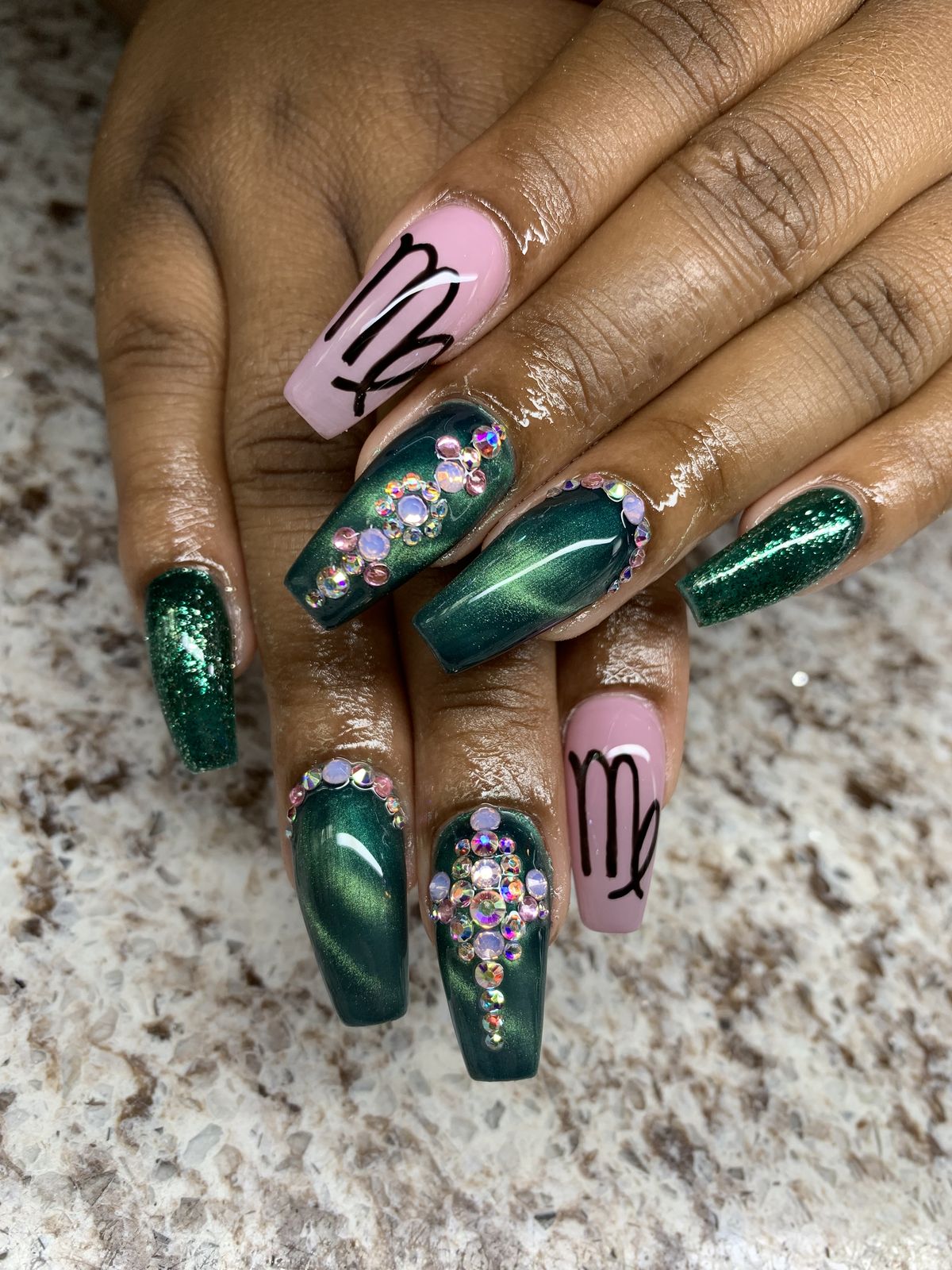 Emerald Green Virgo Nails
