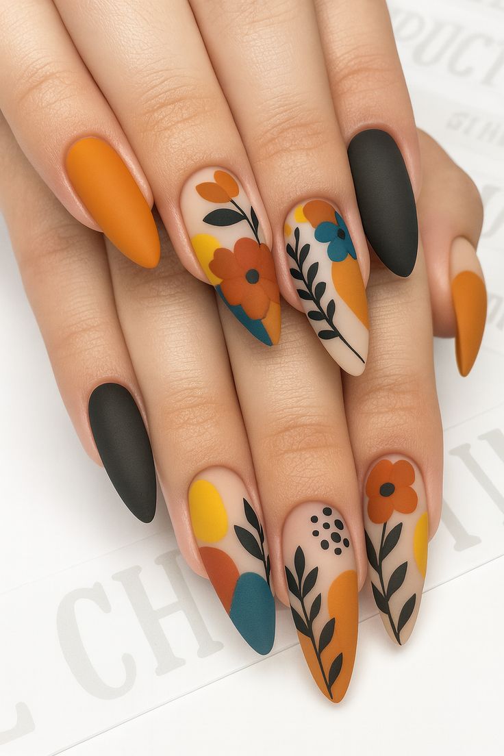 Fall Floral Nails