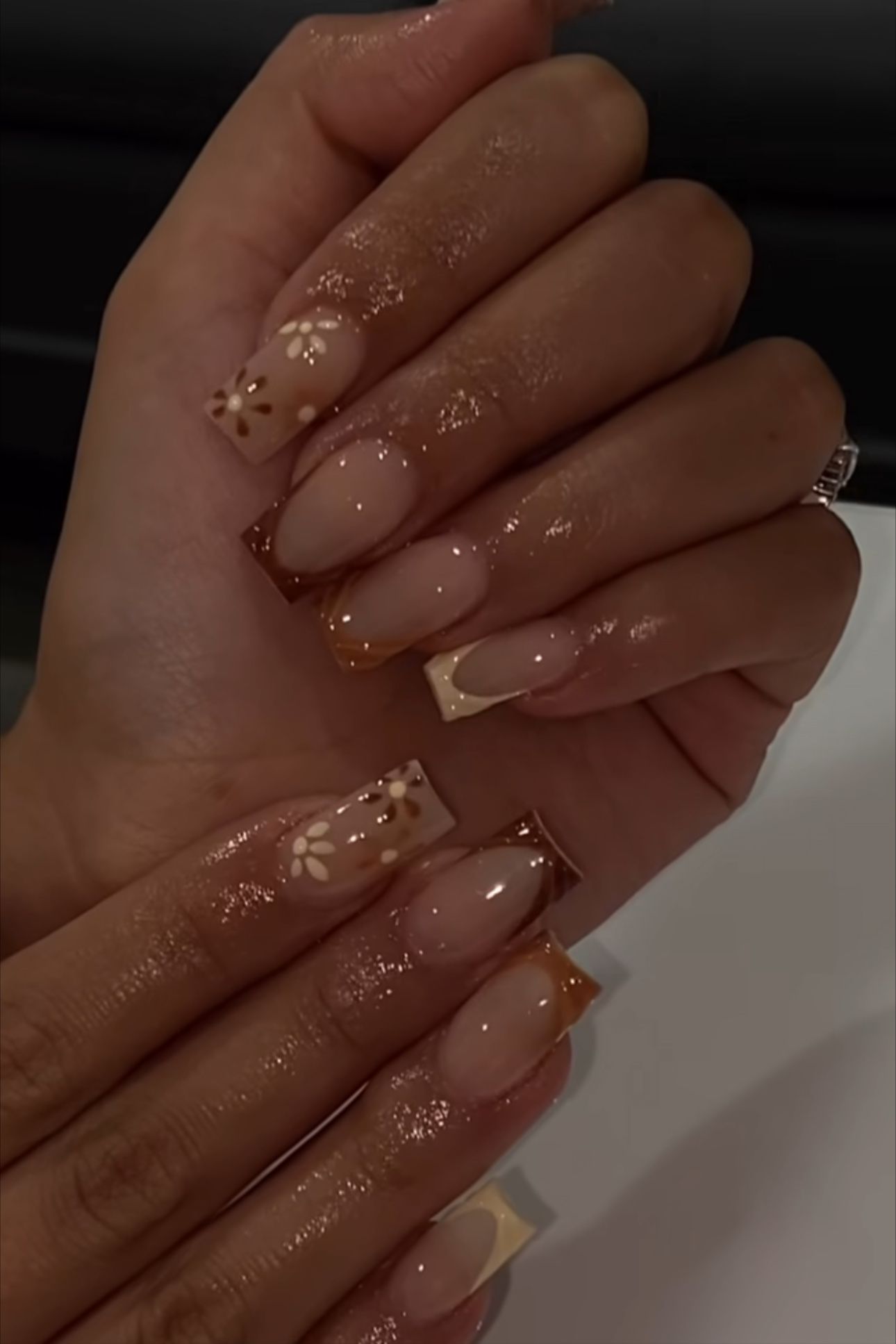 Fall Floral Nude Nails