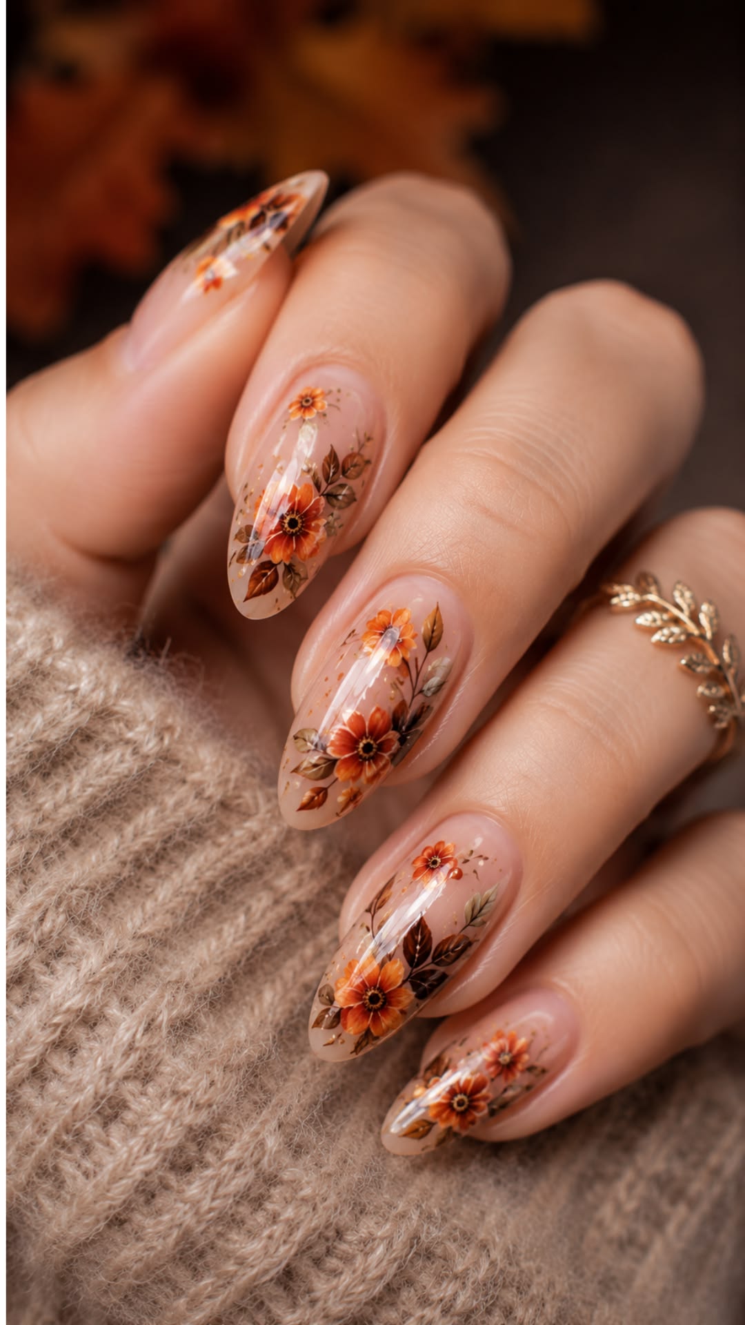 Fall Sunflower Nails